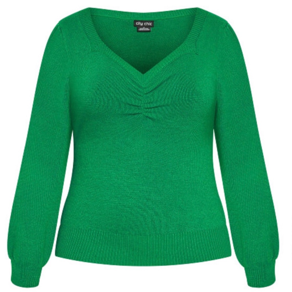 City Chic - Size Medium - Maddie Sweater - greenstone
